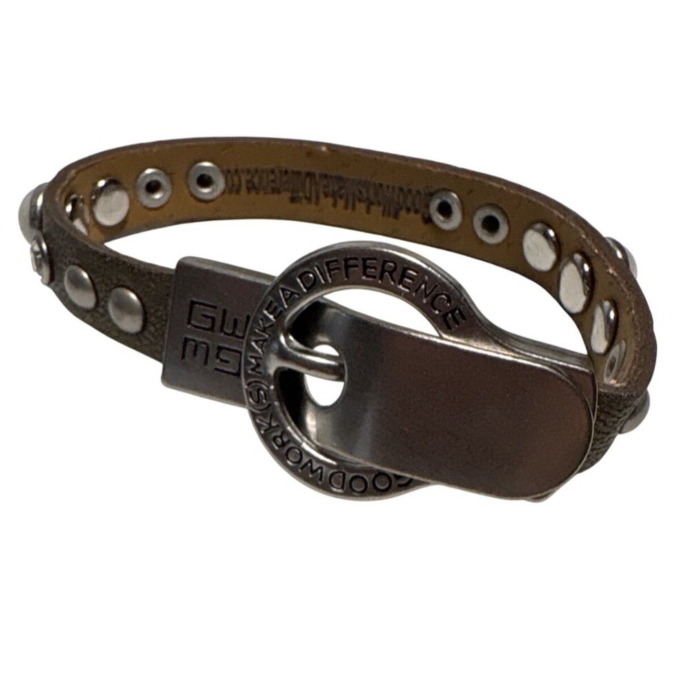 Good Works Make A Difference Brown Leather Buckle Bracelet Hope Inspirational